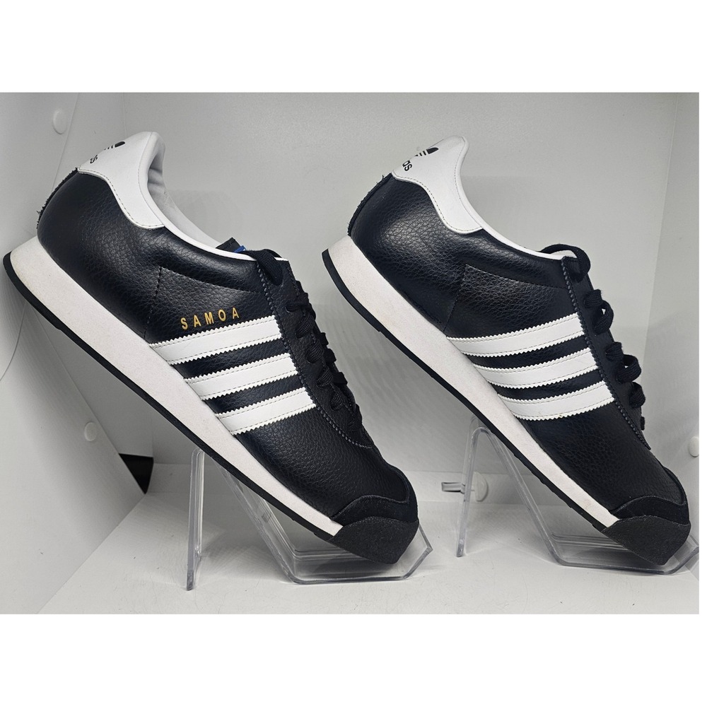 Adidas Samoa Sneakers SZ 11 Black White Leather Athletic Shoes 702001 Low Top